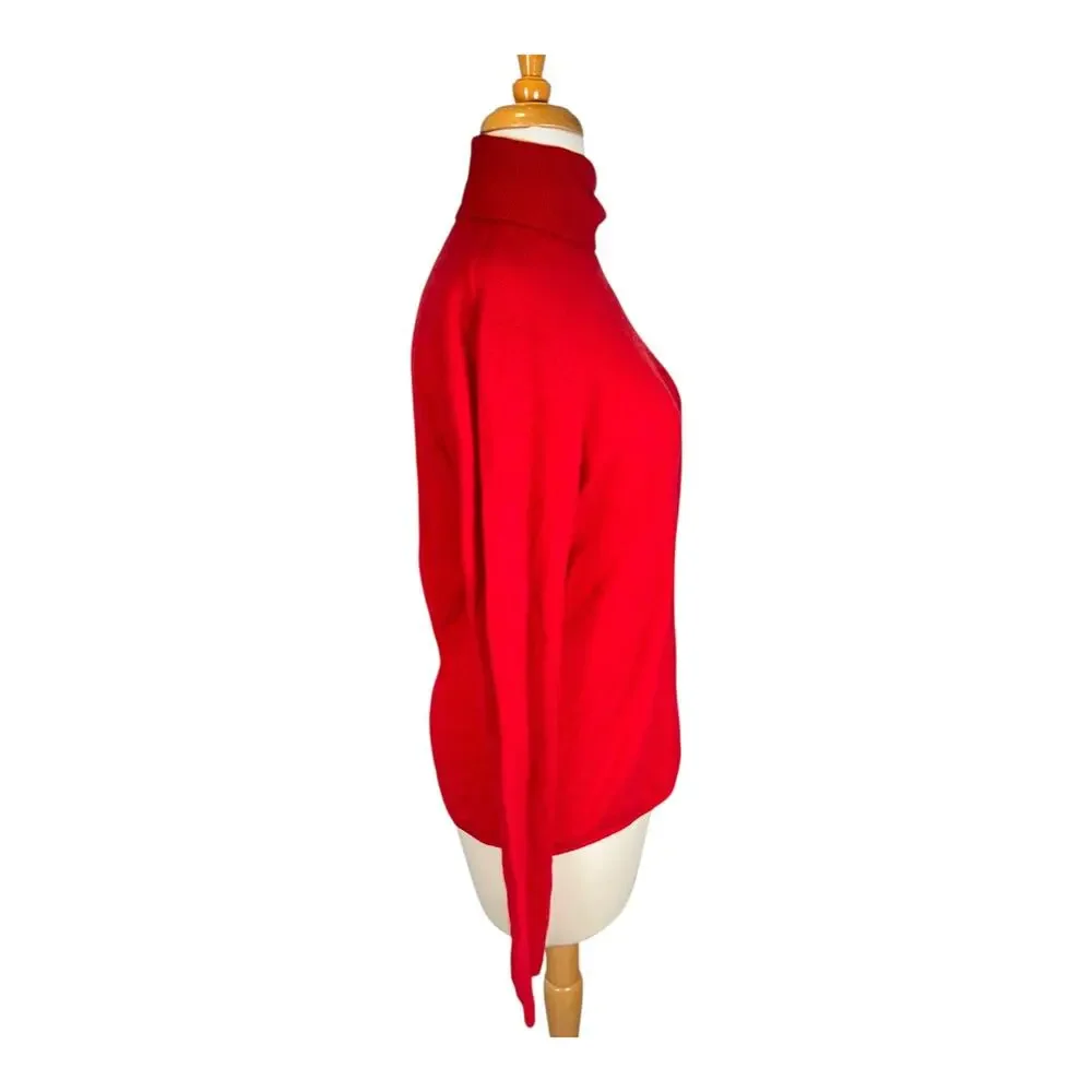 Neiman Marcus 100% Cashmere Red Turtleneck Sweater (Size [insert]) - Picture 4 of 10